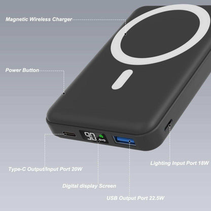 TUTT Magnetic Wireless Portable Power Bank for iPhone 10000mAh Mag-Safe Battery Pack PD 22.5W Fast Charging, Foldable Wireless USB-C LED Display iPhone 15/14/13/12/Pro/Mini/Pro Max - www.Shopthatapp.com