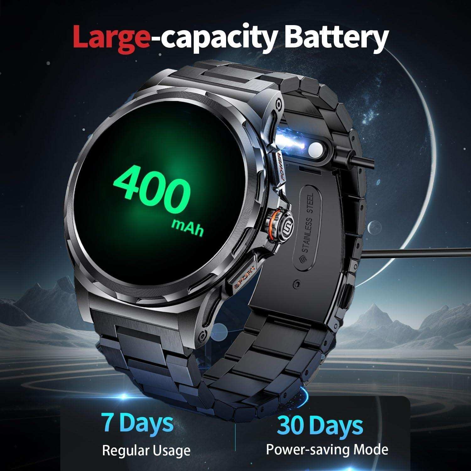 TUTT Smart Watch for Men AMOLED HD Screen Metal Case | 1.43'' Military Rugged  IP68 Waterproof | Health and Fitness SL6 LIGE | Rubber & Metal - www.Shopthatapp.com