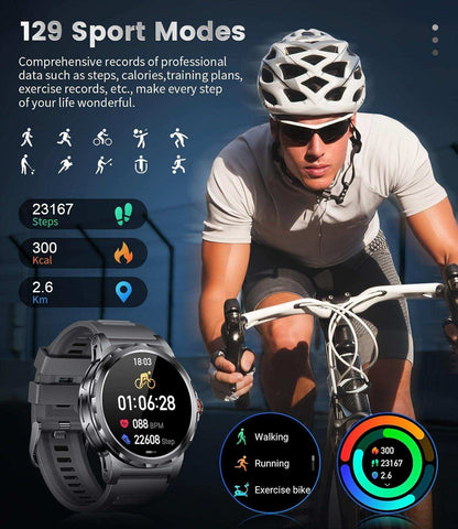 TUTT Smart Watch for Men AMOLED HD Screen Metal Case | 1.43'' Military Rugged  IP68 Waterproof | Health and Fitness SL6 LIGE | Rubber & Metal - www.Shopthatapp.com
