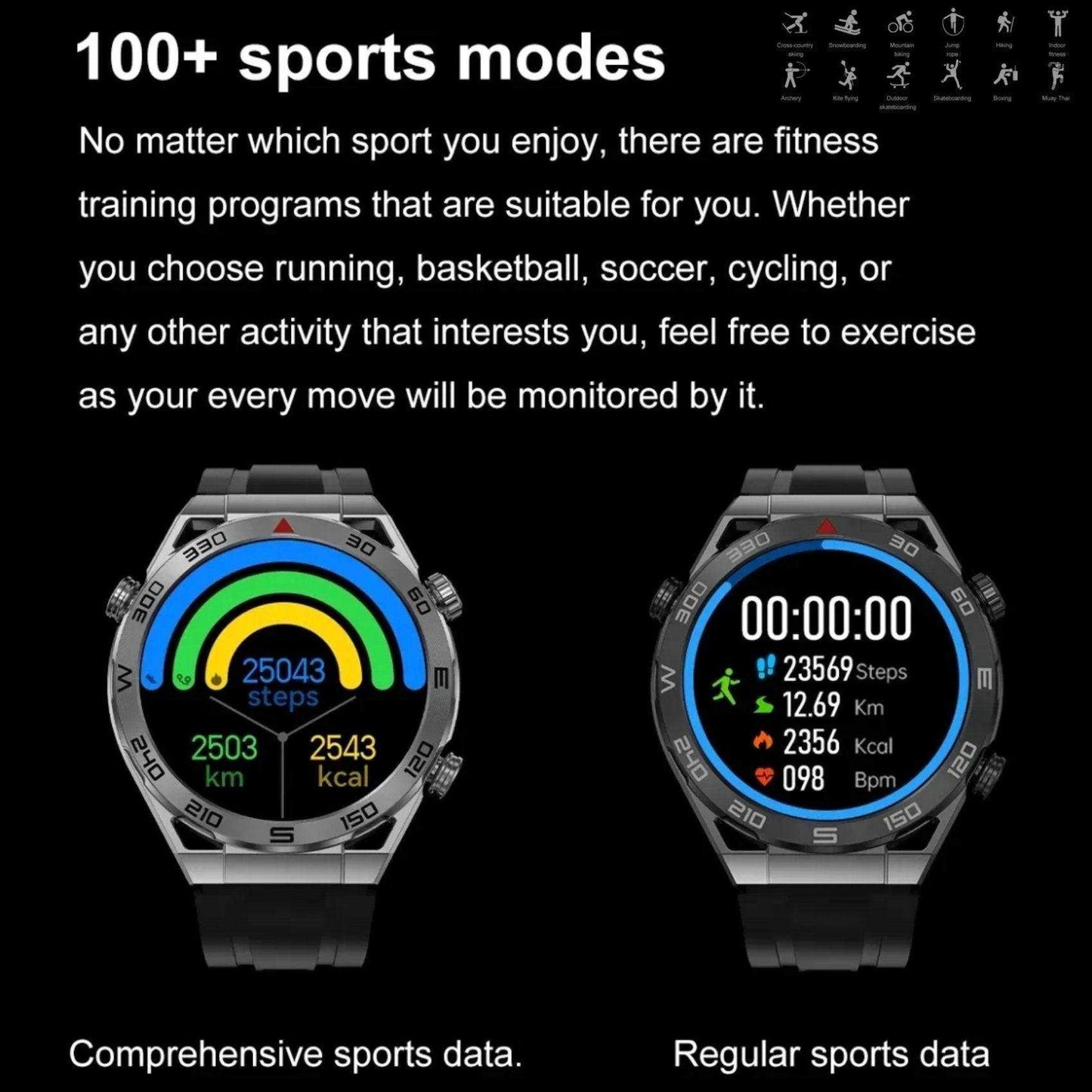 TUTT N1 Men Ultra SmartWatch with IP68 Waterproof NFC | Compass Outdoor WEAR PRO Control Health Fitness Smart Watch Two Straps Black Matt Metal and Rubber - www.Shopthatapp.com