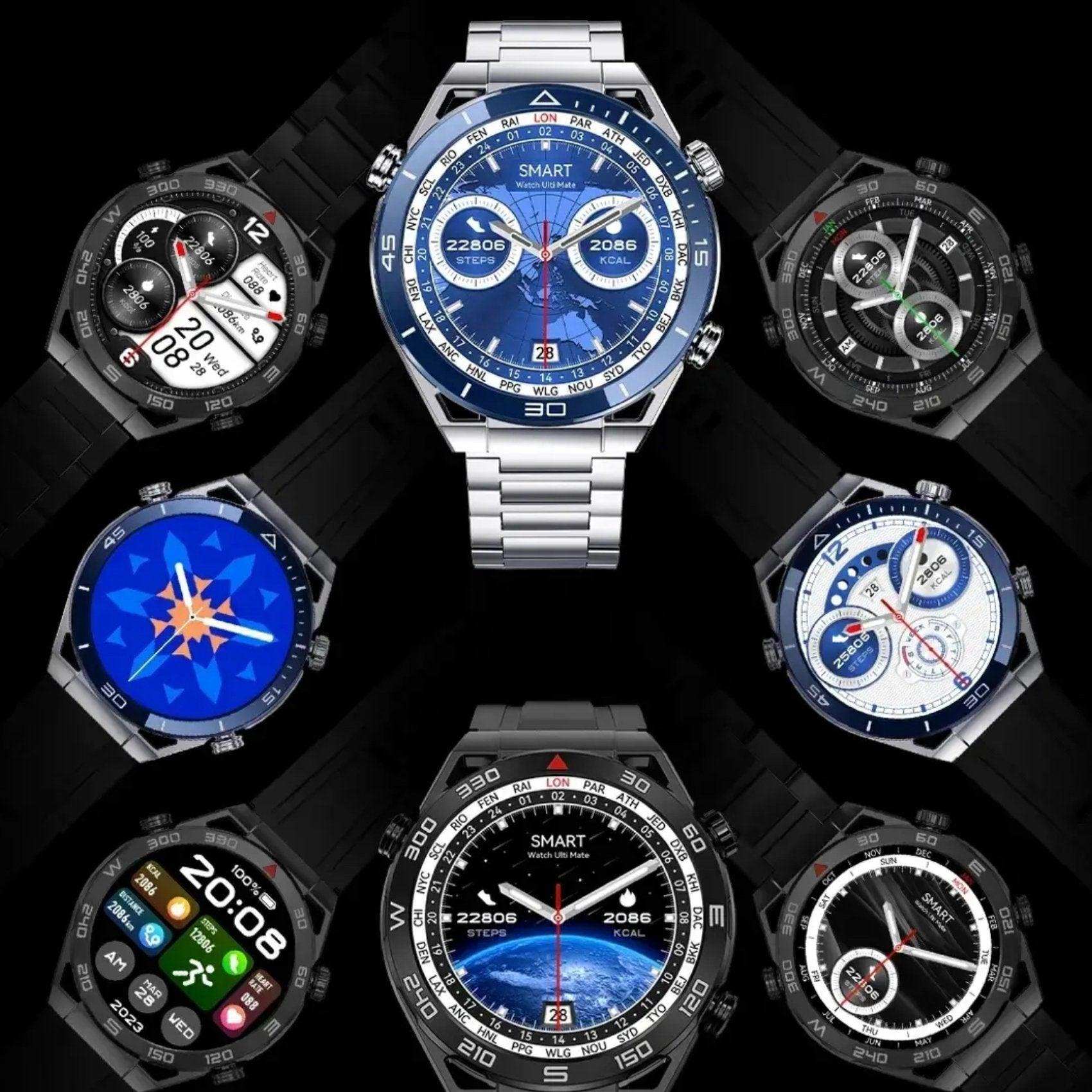 TUTT N1 Men Ultra SmartWatch with IP68 Waterproof NFC | Compass Outdoor WEAR PRO Control Health Fitness Smart Watch Two Straps Black Matt Metal and Rubber - www.Shopthatapp.com