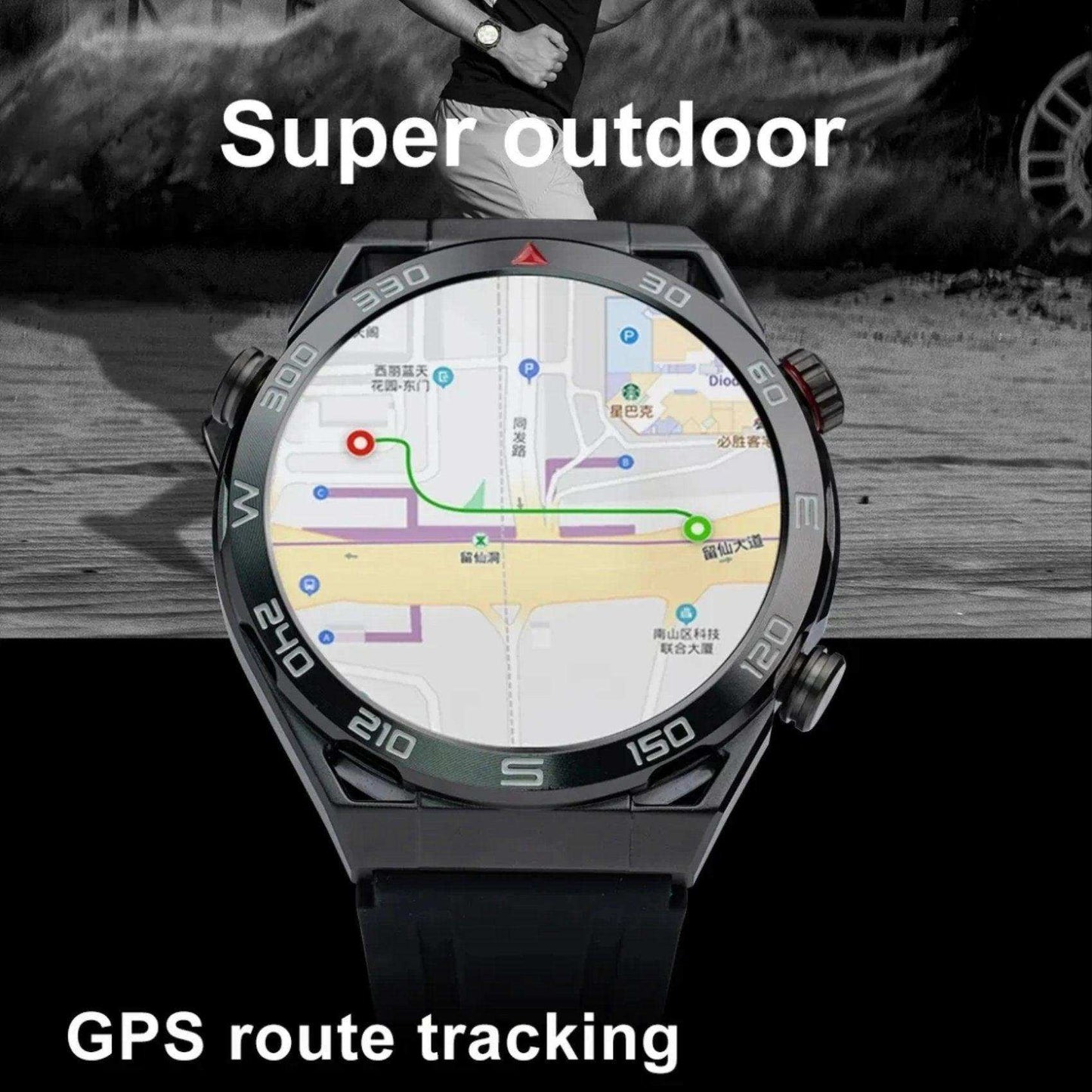 TUTT N1 Men Ultra SmartWatch with IP68 Waterproof NFC | Compass Outdoor WEAR PRO Control Health Fitness Smart Watch Two Straps Black Matt Metal and Rubber - www.Shopthatapp.com