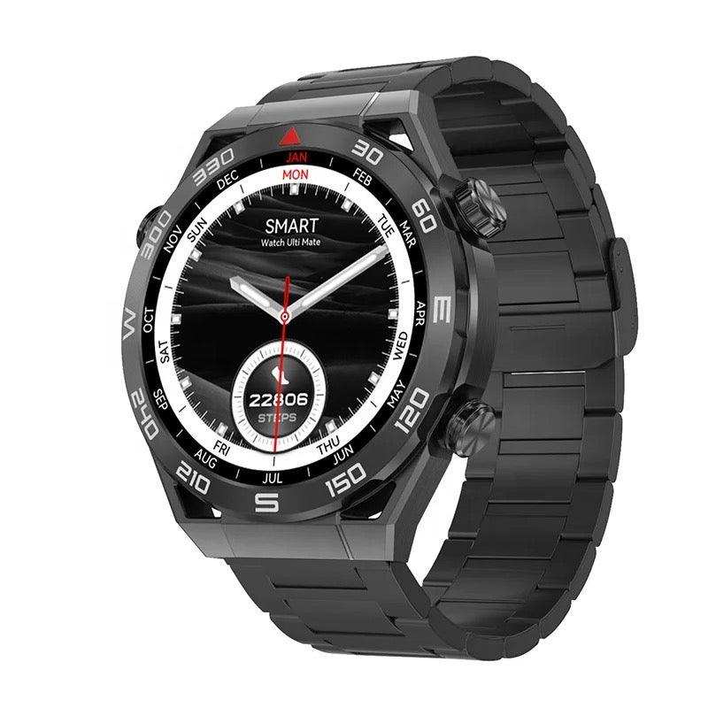 TUTT N1 Men Ultra SmartWatch with IP68 Waterproof NFC | Compass Outdoor WEAR PRO Control Health Fitness Smart Watch Two Straps Black Matt Metal and Rubber - www.Shopthatapp.com