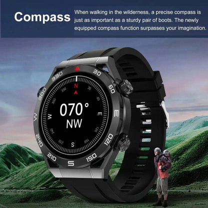 TUTT N1 Men Ultra SmartWatch with IP68 Waterproof NFC | Compass Outdoor WEAR PRO Control Health Fitness Smart Watch Two Straps Black Matt Metal and Rubber - www.Shopthatapp.com
