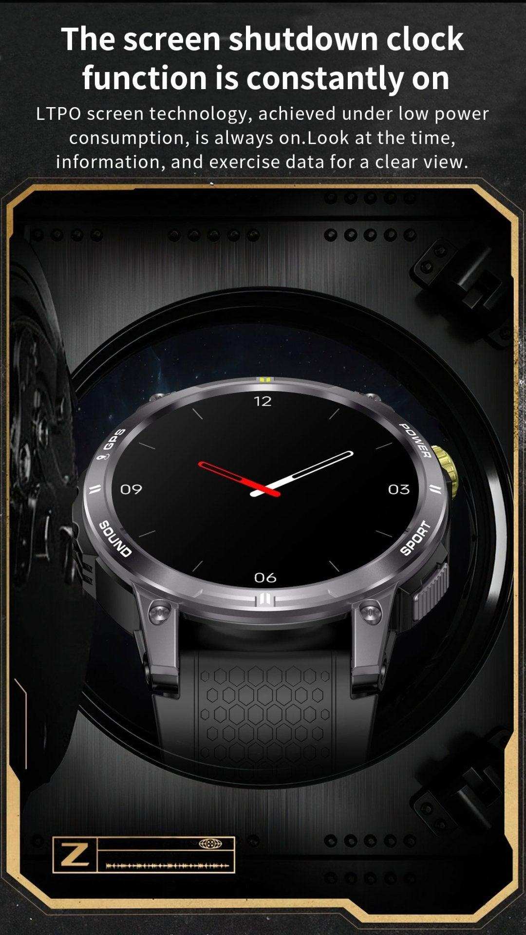 TUTT  Rugged Smartwatch for Men Women | Compass GPS Exercise | AMOLED Metal Dial | 2 Military Straps | Always-On Display Long Battery Life | NX18 Pro - www.Shopthatapp.com