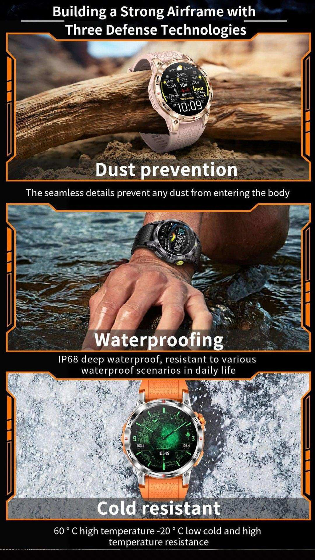 TUTT  Rugged Smartwatch for Men Women | Compass GPS Exercise | AMOLED Metal Dial | 2 Military Straps | Always-On Display Long Battery Life | NX18 Pro - www.Shopthatapp.com