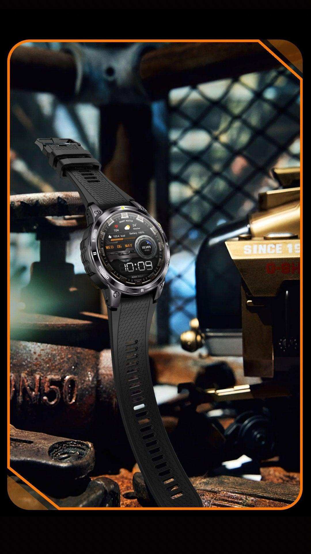 TUTT  Rugged Smartwatch for Men Women | Compass GPS Exercise | AMOLED Metal Dial | 2 Military Straps | Always-On Display Long Battery Life | NX18 Pro - www.Shopthatapp.com