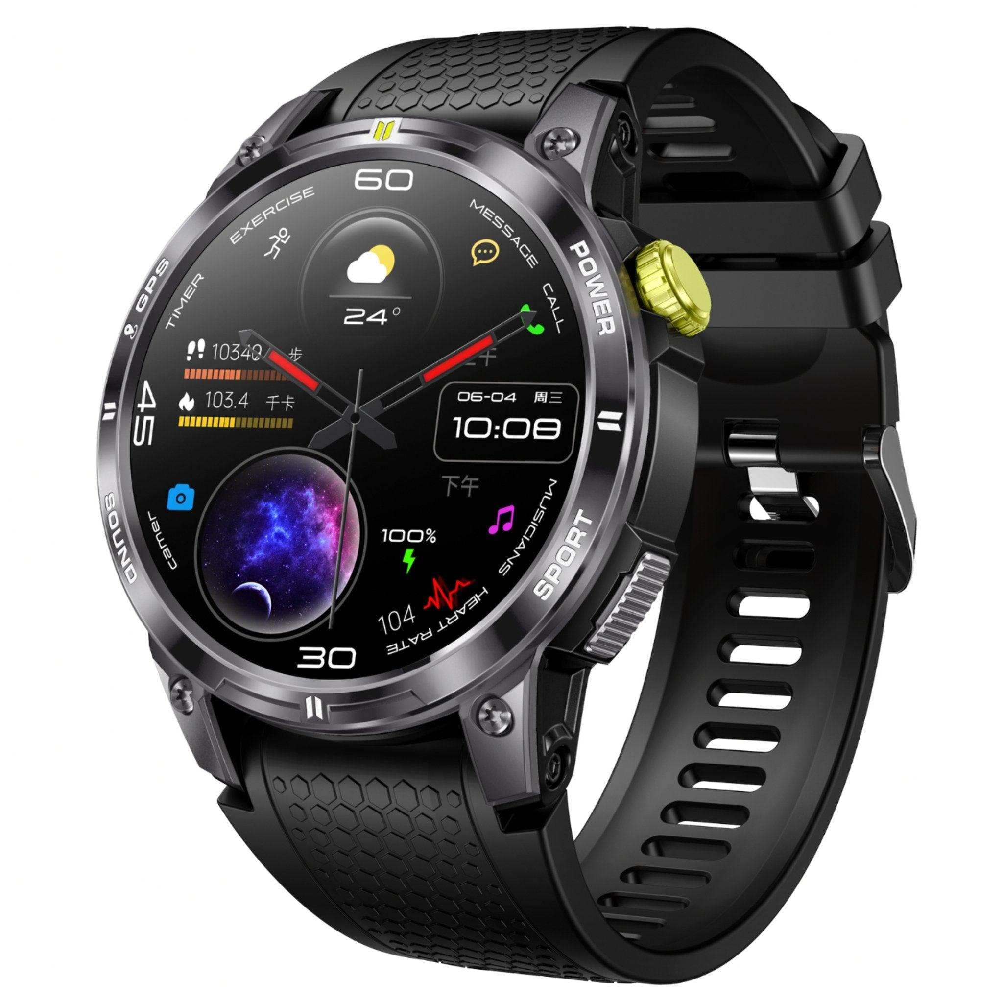 TUTT  Rugged Smartwatch for Men Women | Compass GPS Exercise | AMOLED Metal Dial | 2 Military Straps | Always-On Display Long Battery Life | NX18 Pro - www.Shopthatapp.com