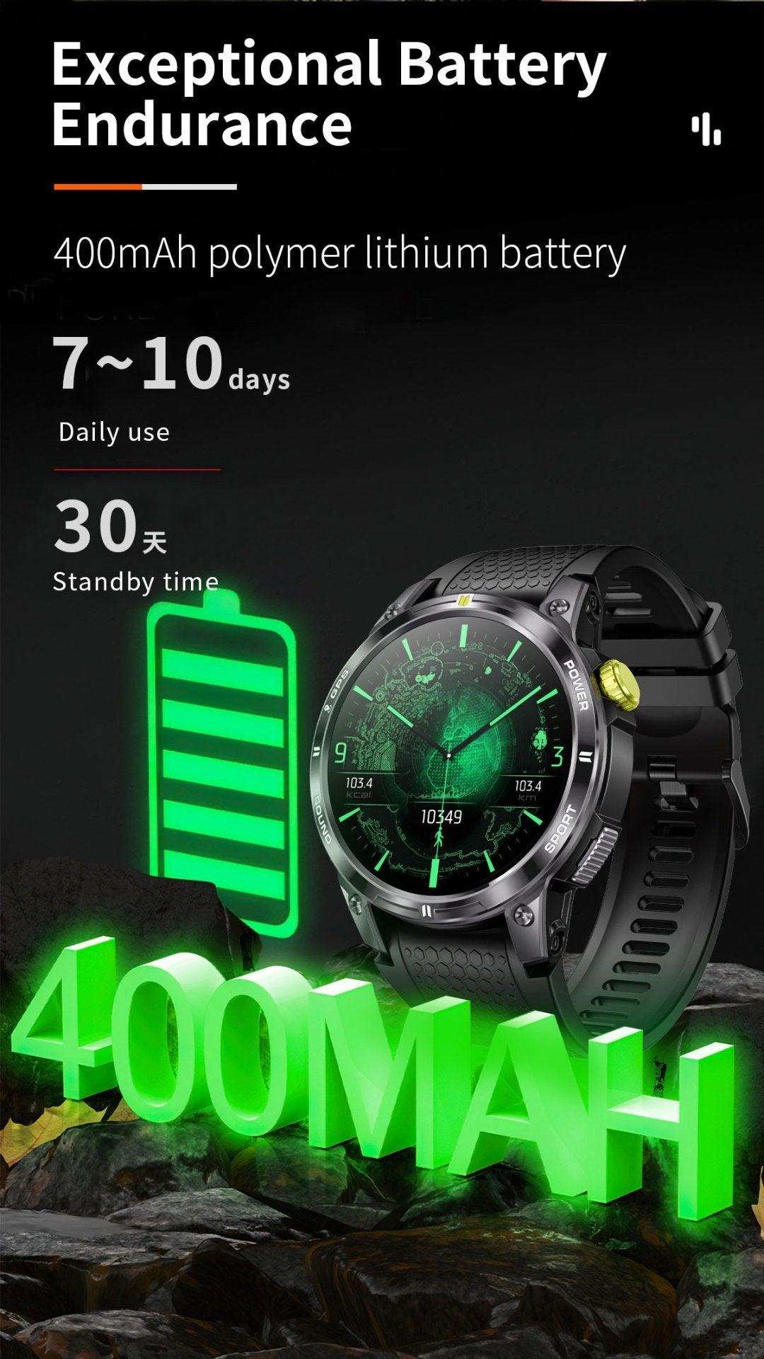 TUTT  Rugged Smartwatch for Men Women | Compass GPS Exercise | AMOLED Metal Dial | 2 Military Straps | Always-On Display Long Battery Life | NX18 Pro - www.Shopthatapp.com