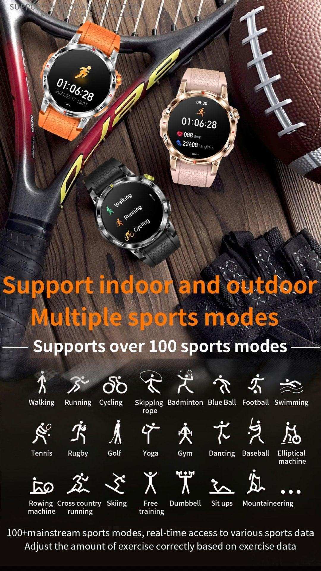 TUTT  Rugged Smartwatch for Men Women | Compass GPS Exercise | AMOLED Metal Dial | 2 Military Straps | Always-On Display Long Battery Life | NX18 Pro - www.Shopthatapp.com