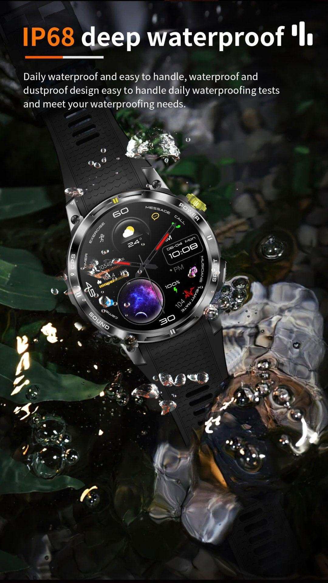 TUTT  Rugged Smartwatch for Men Women | Compass GPS Exercise | AMOLED Metal Dial | 2 Military Straps | Always-On Display Long Battery Life | NX18 Pro - www.Shopthatapp.com