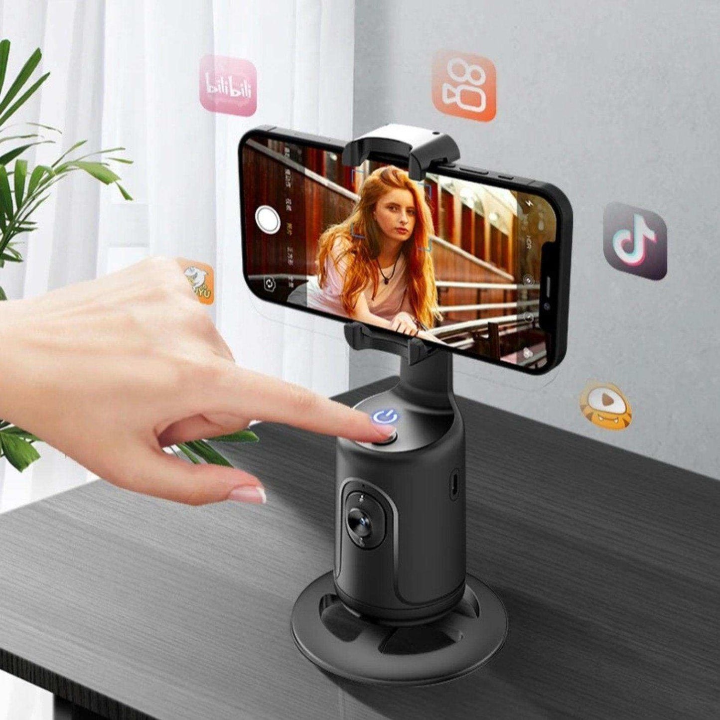 TUTT P1 Selfie Phone Holder Mount | Smart 360° Auto Face Tracking Gimbal Desktop Stabilizer Tripod | Adjustable Lens | No App, Gesture Control | Stable Base Smartphone Live Chat - www.Shopthatapp.com