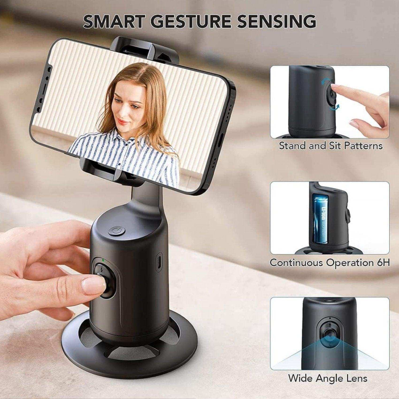 TUTT P1 Selfie Phone Holder Mount | Smart 360° Auto Face Tracking Gimbal Desktop Stabilizer Tripod | Adjustable Lens | No App, Gesture Control | Stable Base Smartphone Live Chat - www.Shopthatapp.com