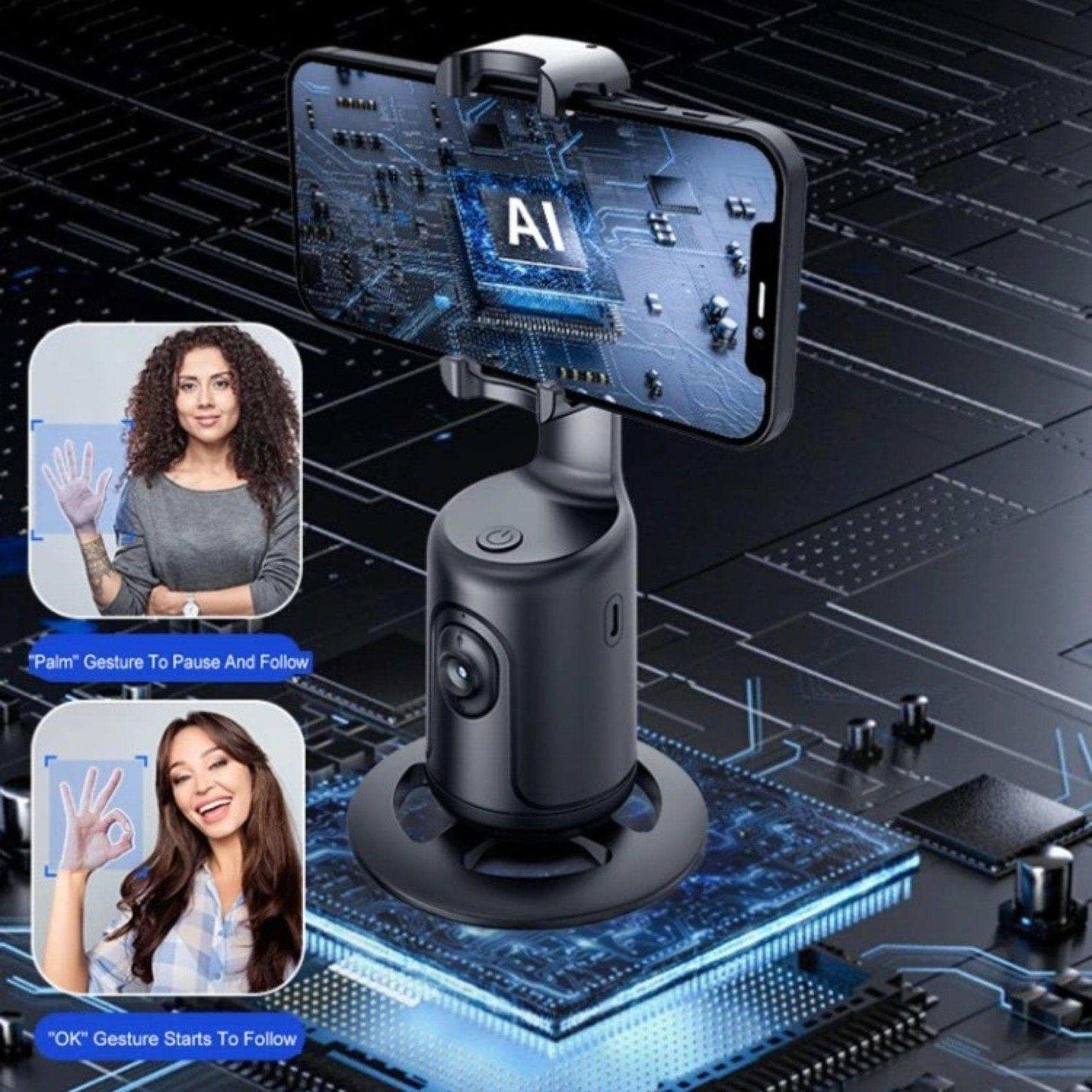 TUTT P1 Selfie Phone Holder Mount | Smart 360° Auto Face Tracking Gimbal Desktop Stabilizer Tripod | Adjustable Lens | No App, Gesture Control | Stable Base Smartphone Live Chat - www.Shopthatapp.com