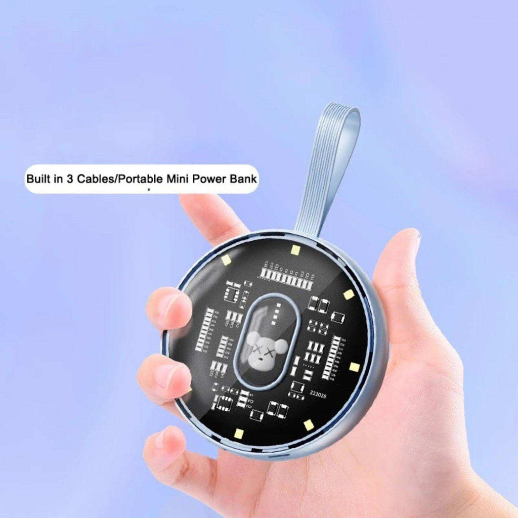 TUTT P3 Power Bank 10,000mAh Portable Charger Fast Charging Built-in 3 Cables Mini Powerbank With LED Night Light for iPhone Samsung Huawei - www.Shopthatapp.com