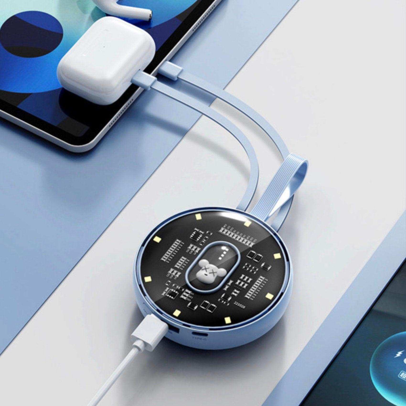 TUTT P3 Power Bank 10,000mAh Portable Charger Fast Charging Built-in 3 Cables Mini Powerbank With LED Night Light for iPhone Samsung Huawei - www.Shopthatapp.com