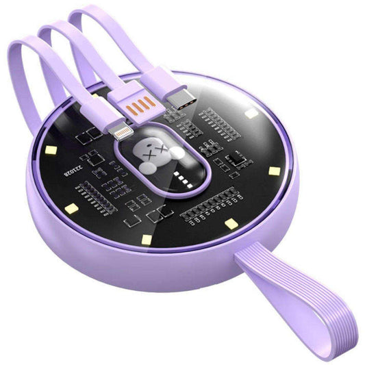 TUTT P3 Power Bank 10,000mAh Portable Charger Fast Charging Built-in 3 Cables Mini Powerbank With LED Night Light for iPhone Samsung Huawei - www.Shopthatapp.com