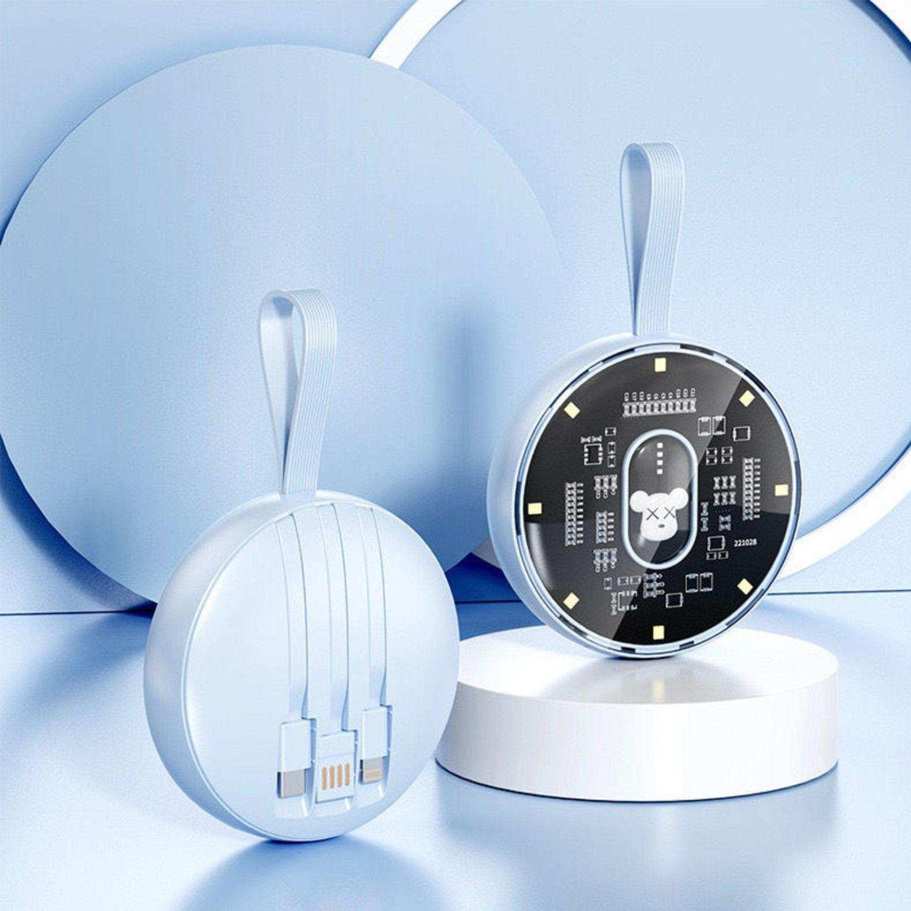 TUTT P3 Power Bank 10,000mAh Portable Charger Fast Charging Built-in 3 Cables Mini Powerbank With LED Night Light for iPhone Samsung Huawei - www.Shopthatapp.com