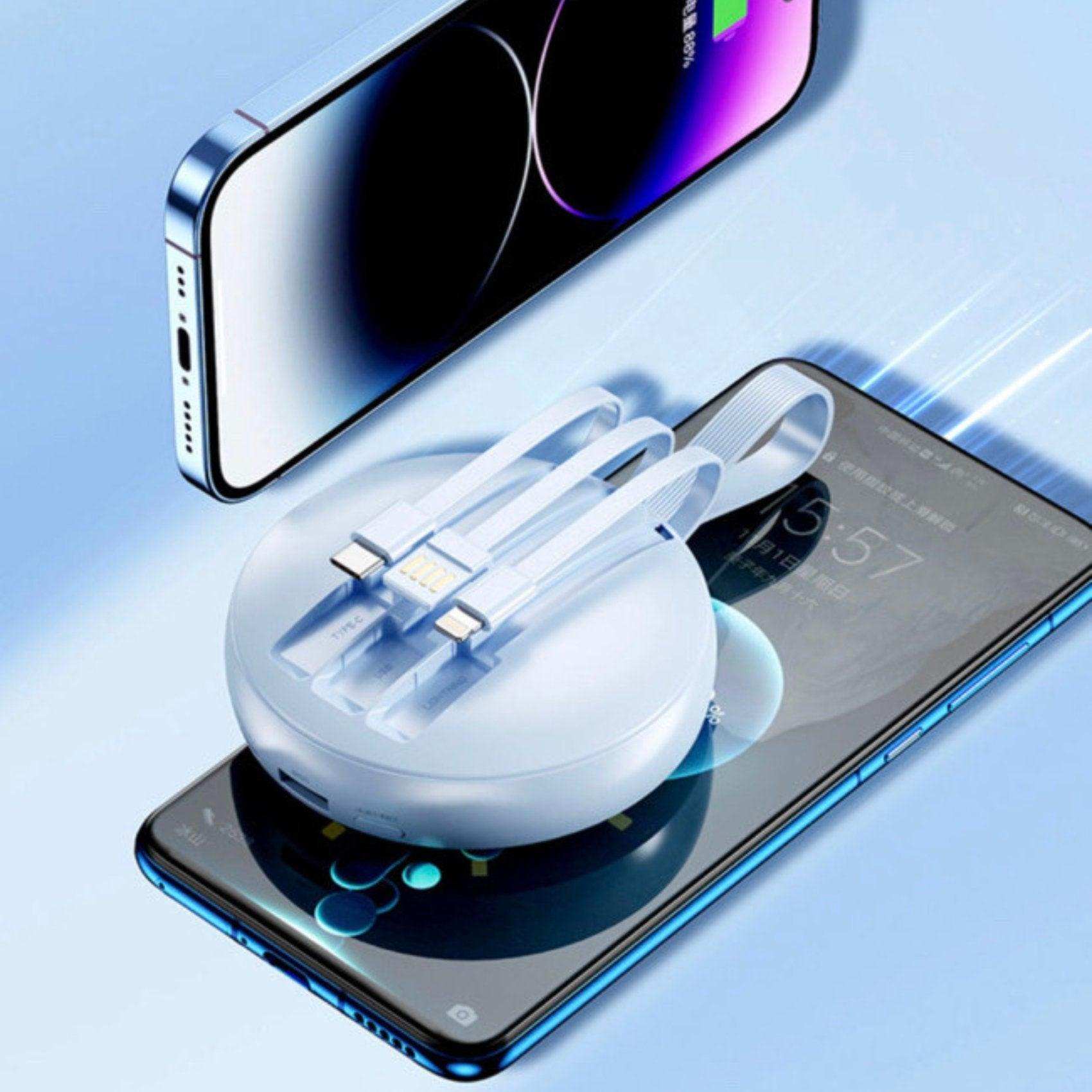 TUTT P3 Power Bank 10,000mAh Portable Charger Fast Charging Built-in 3 Cables Mini Powerbank With LED Night Light for iPhone Samsung Huawei - www.Shopthatapp.com