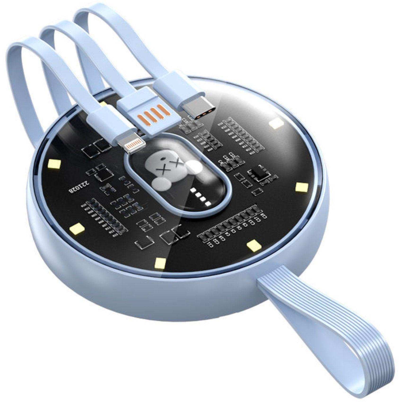 TUTT P3 Power Bank 10,000mAh Portable Charger Fast Charging Built-in 3 Cables Mini Powerbank With LED Night Light for iPhone Samsung Huawei - www.Shopthatapp.com