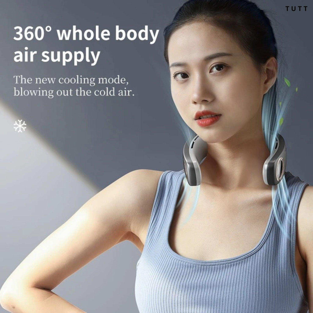 TUTT Portable Neck Cooling Neck Blade-less | Back Neck Cooling Plate- Refrigeration Mode | Rechargeable 4000mAh Battery | Ambient Light | USB Mini Air Conditioner | White - www.Shopthatapp.com