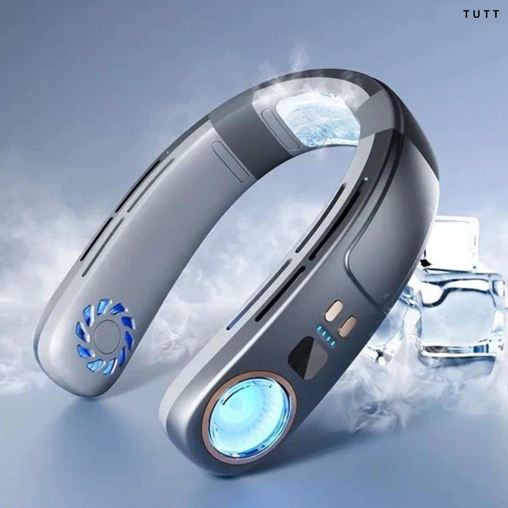 TUTT Portable Neck Cooling Neck Blade-less | Back Neck Cooling Plate- Refrigeration Mode | Rechargeable 4000mAh Battery | Ambient Light | USB Mini Air Conditioner | White - www.Shopthatapp.com