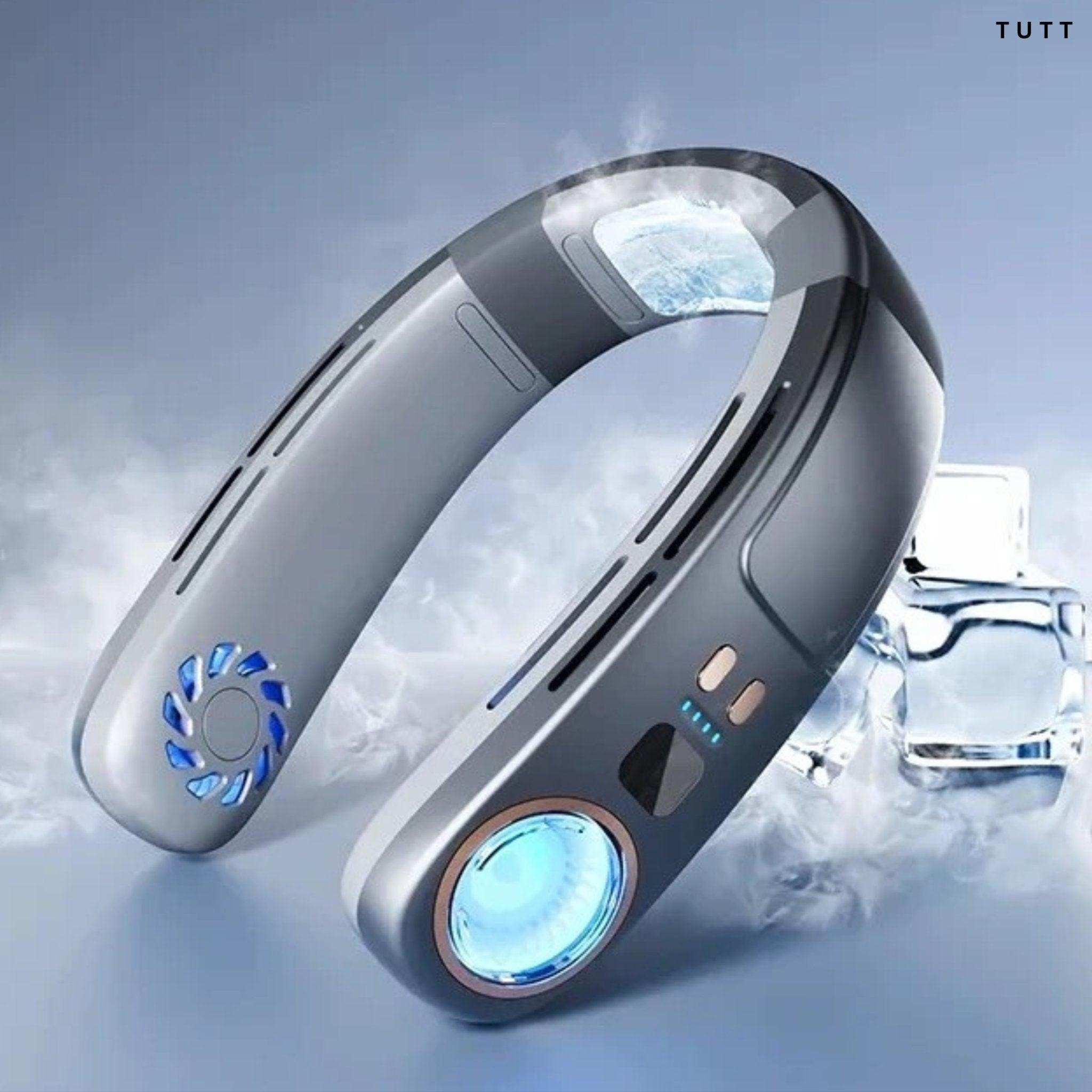 TUTT Portable Neck Cooling Neck Blade-less | Back Neck Cooling Plate- Refrigeration Mode | Rechargeable 4000mAh Battery | Ambient Light | USB Mini Air Conditioner | White - www.Shopthatapp.com