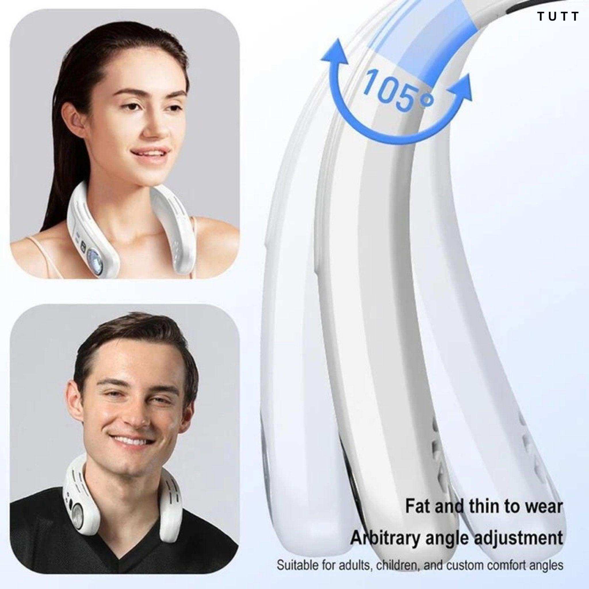 TUTT Portable Neck Cooling Neck Blade-less | Back Neck Cooling Plate- Refrigeration Mode | Rechargeable 4000mAh Battery | Ambient Light | USB Mini Air Conditioner | White - www.Shopthatapp.com
