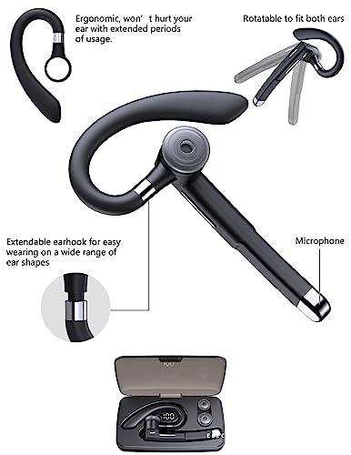 TUTT Professional Wireless Single Stereo Headset with Microphone | Handsfree Noise Cancelling Single Headset with Microphone for Trucker Business Travel Driving