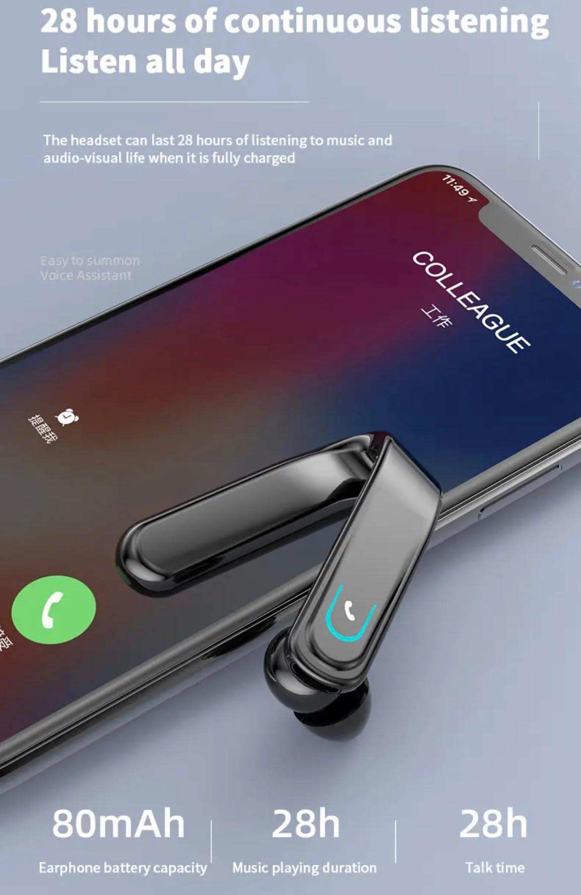 TUTT Right Ear Hook with Microphone BT 5.1+EDR Handsfree Earphones Single Ear Hook HD Call Business | Driving | 15 Hrs Call and Music | iOS Android - www.Shopthatapp.com