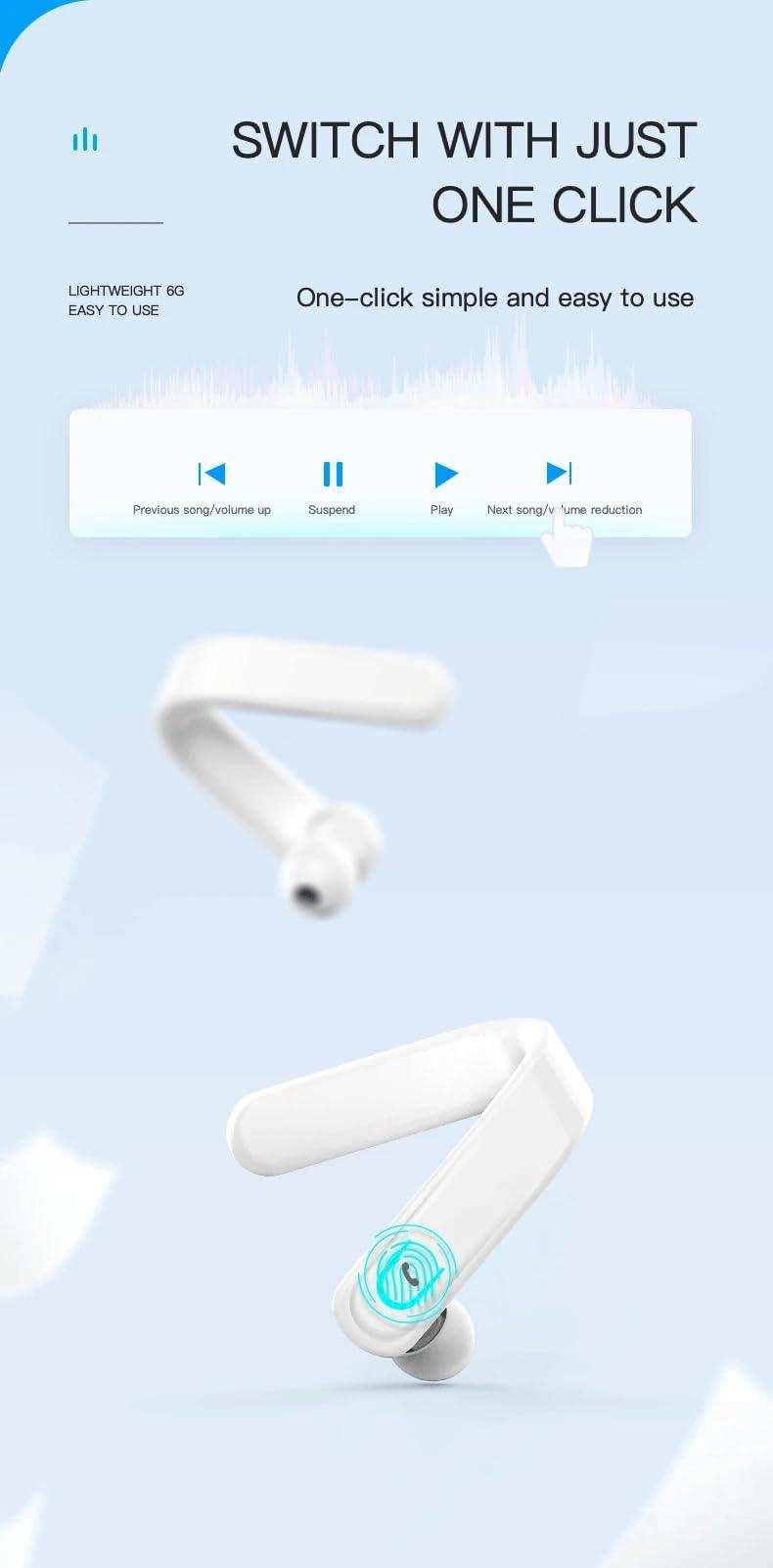 TUTT Right Ear Hook with Microphone BT 5.1+EDR Handsfree Earphones Single Ear Hook HD Call Business | Driving | 15 Hrs Call and Music | iOS Android - www.Shopthatapp.com