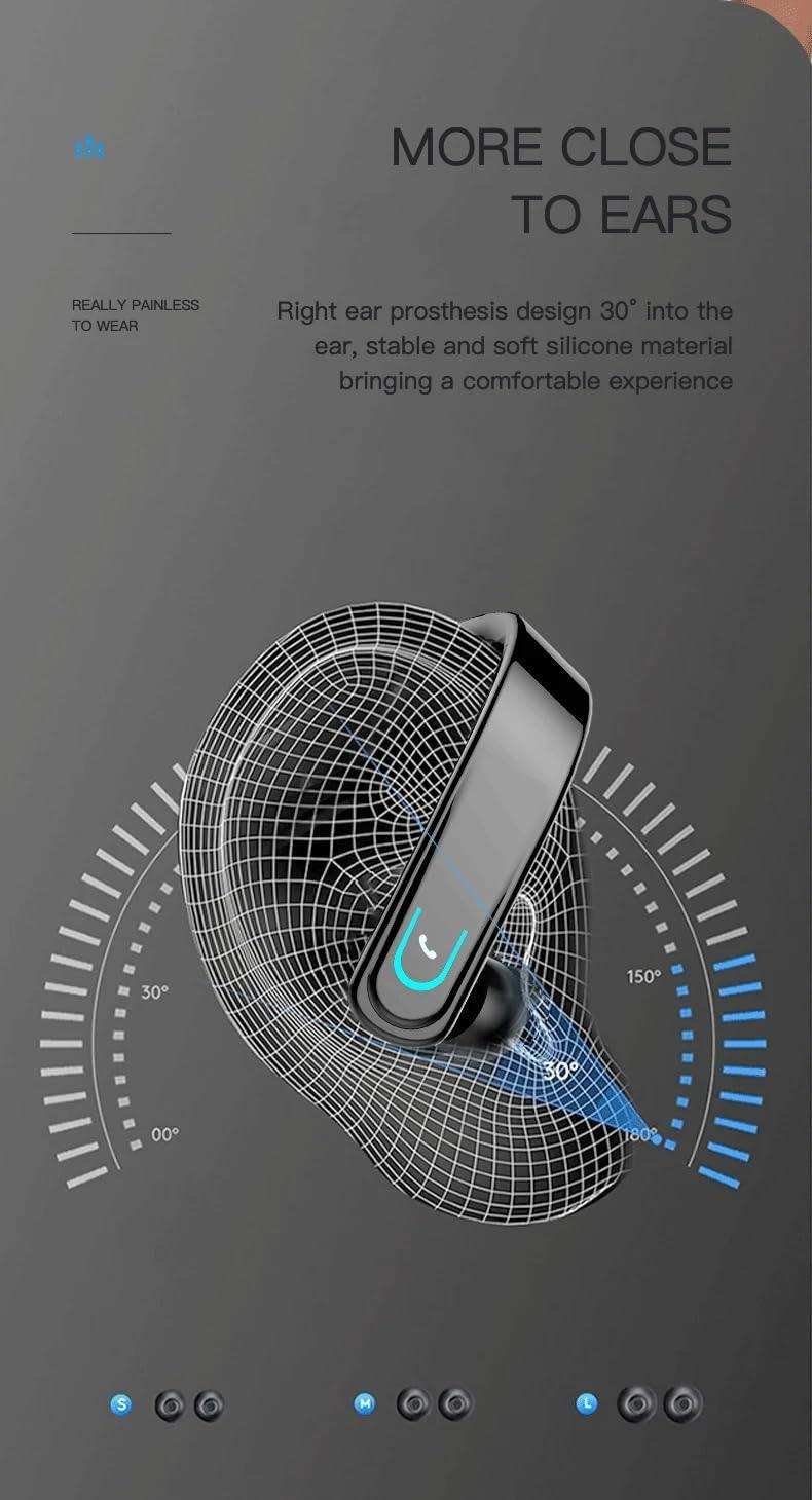 TUTT Right Ear Hook with Microphone BT 5.1+EDR Handsfree Earphones Single Ear Hook HD Call Business | Driving | 15 Hrs Call and Music | iOS Android - www.Shopthatapp.com