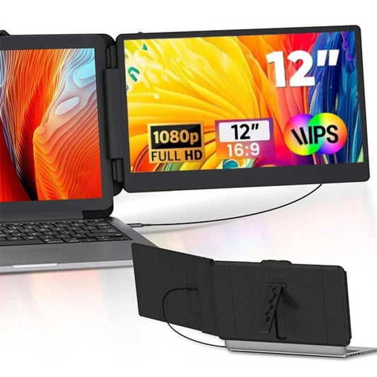 TUTT S1 Mini Portable Laptop Monitor Screen Extender 12 Inch FHD 1080P IPS with Built-in Stand and Speakers, HDMI/Type-C Plug and Play Display for 13"-17" Laptop