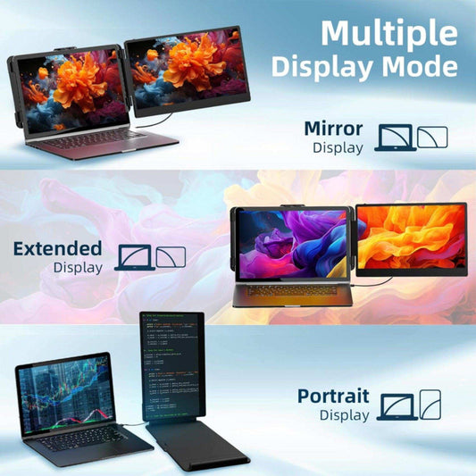 TUTT 14” Single Portable Monitor, Dual Screen Extender, Built-in Stand and Speakers, All Devices, S1