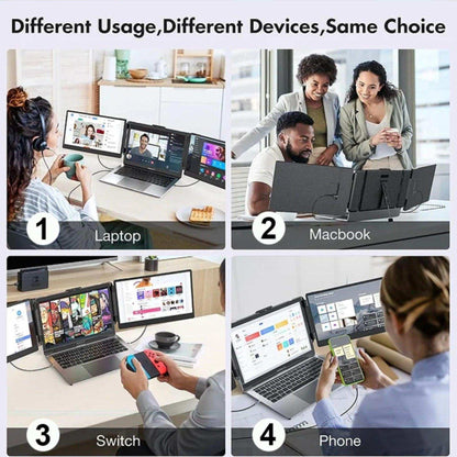 TUTT S2 FHD 14” Dual Portable Laptop Monitor Extender 1080P IPS Built-in Stand and Speakers | Plug and Play | H5 HD Video Conversion Cable | Technical Support Line | for 13"-17"