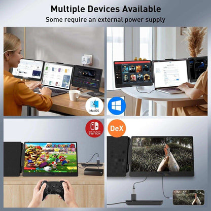 TUTT S2 FHD 14” Dual Portable Laptop Monitor Extender 1080P IPS Built-in Stand and Speakers | Plug and Play | H5 HD Video Conversion Cable | Technical Support Line | for 13"-17"