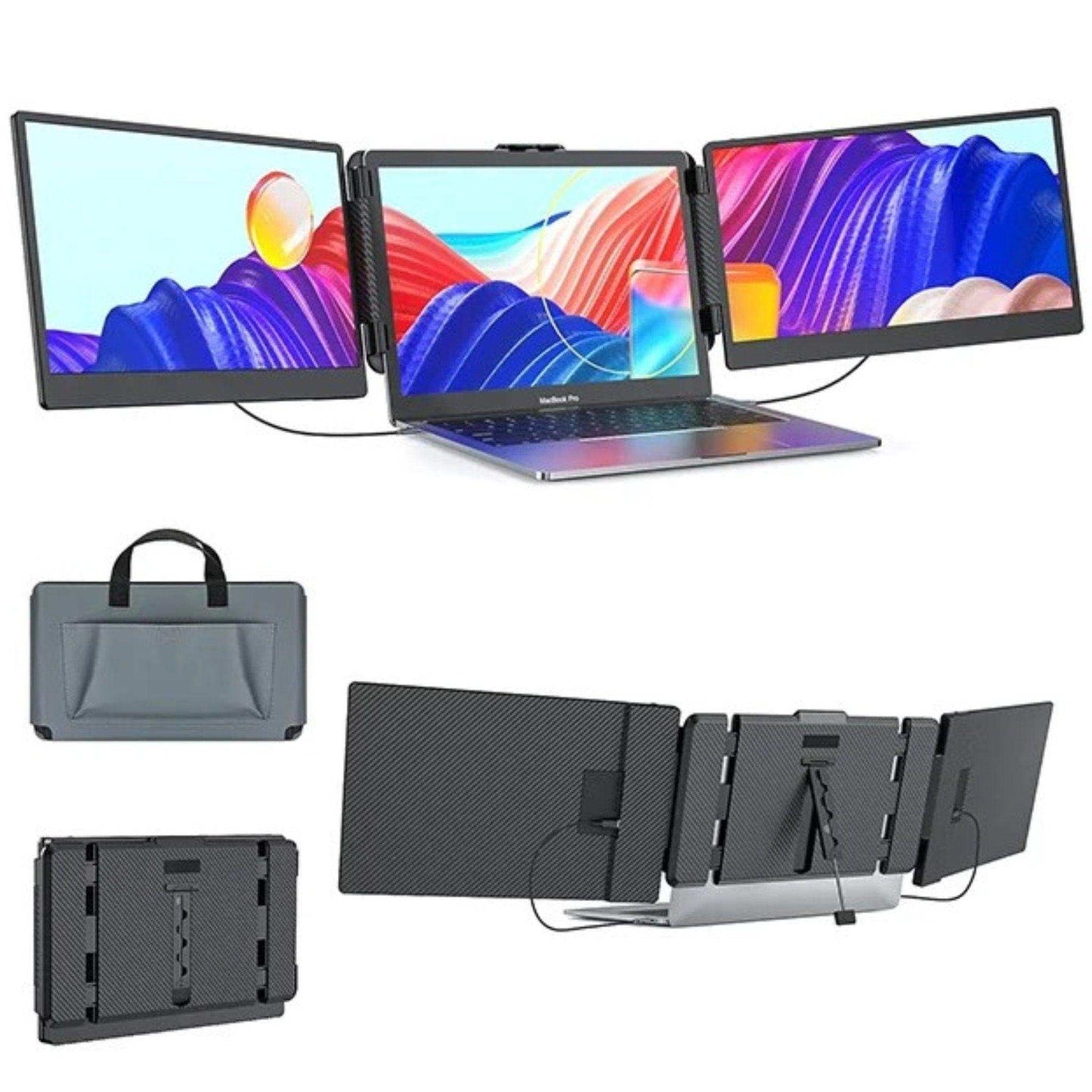 TUTT S2 FHD 14” Dual Portable Laptop Monitor Extender 1080P IPS Built-in Stand and Speakers | Plug and Play | H5 HD Video Conversion Cable | Technical Support Line | for 13"-17"