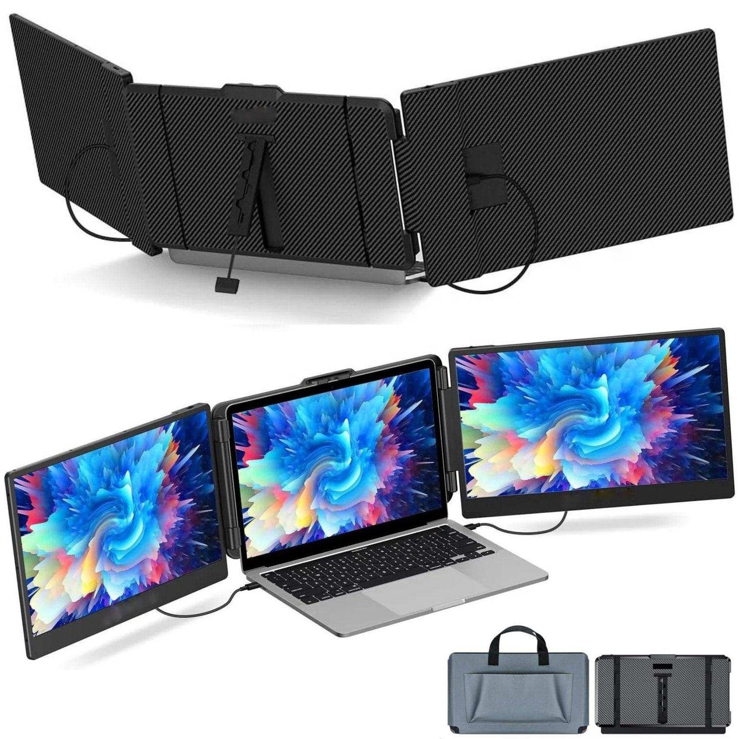 TUTT S2 FHD 14” Dual Portable Laptop Monitor Extender 1080P IPS Built-in Stand and Speakers | Plug and Play | H5 HD Video Conversion Cable | Technical Support Line | for 13"-17"