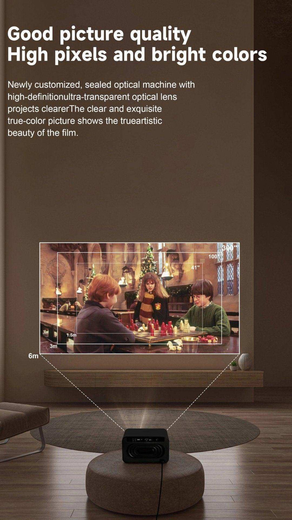TUTT S24 Ultra Smart Home Theatre Cinematic Projector Auto Focus Keystone & APPs 4K | Android TV WiFi and Bluetooth, Netflix/YouTube Built-in Apps - www.Shopthatapp.com