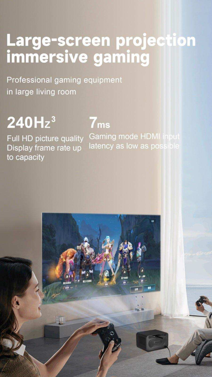 TUTT S24 Ultra Smart Home Theatre Cinematic Projector Auto Focus Keystone & APPs 4K | Android TV WiFi and Bluetooth, Netflix/YouTube Built-in Apps - www.Shopthatapp.com