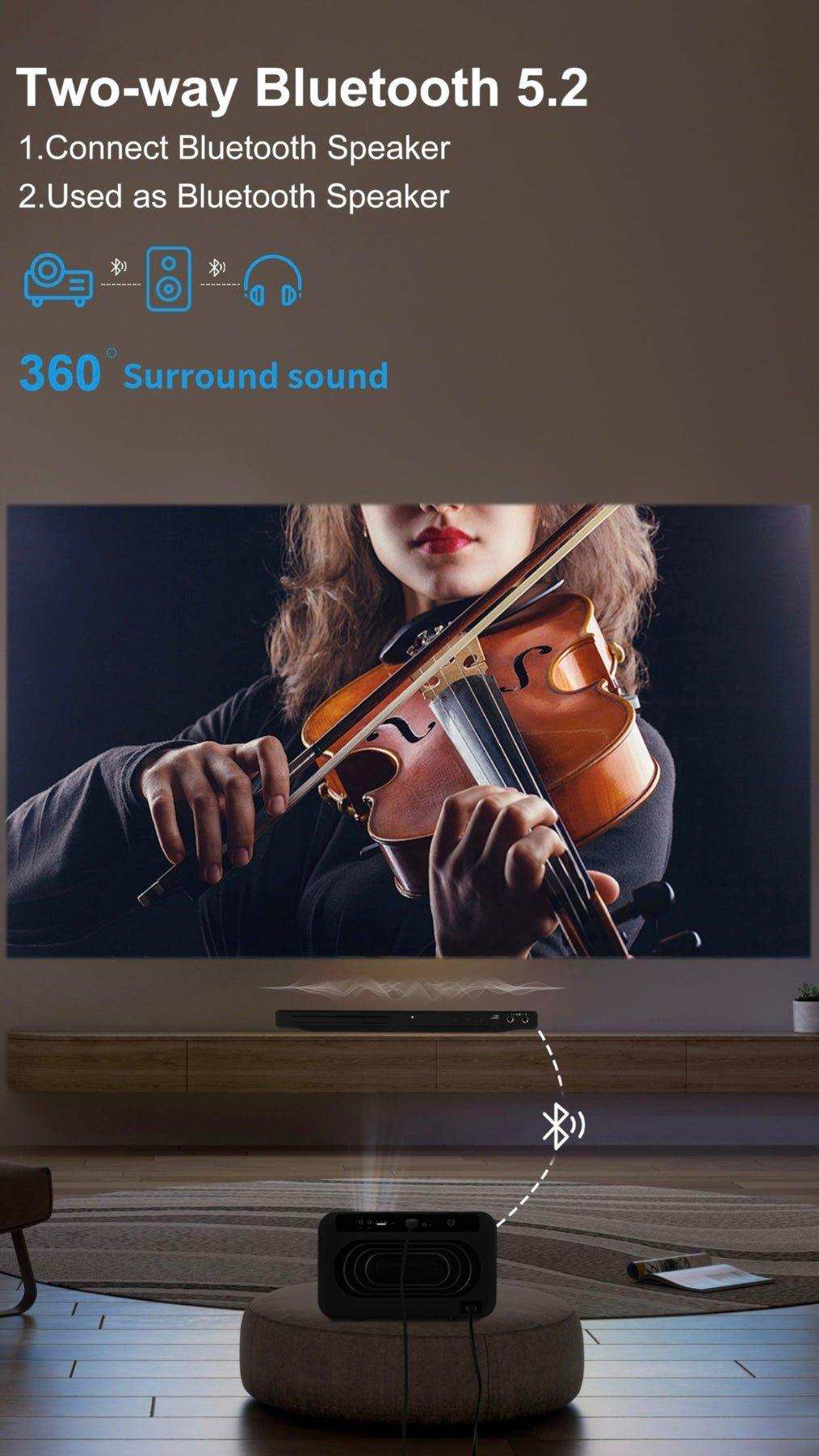 TUTT S24 Ultra Smart Home Theatre Cinematic Projector Auto Focus Keystone & APPs 4K | Android TV WiFi and Bluetooth, Netflix/YouTube Built-in Apps - www.Shopthatapp.com