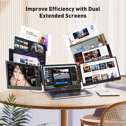 TUTT 14” FHD Portable Monitor – S3 Triple Screen Extender, IPS, Built-in Stand & Speakers | All Devices Compatible with Converter Cable (H5 Included)