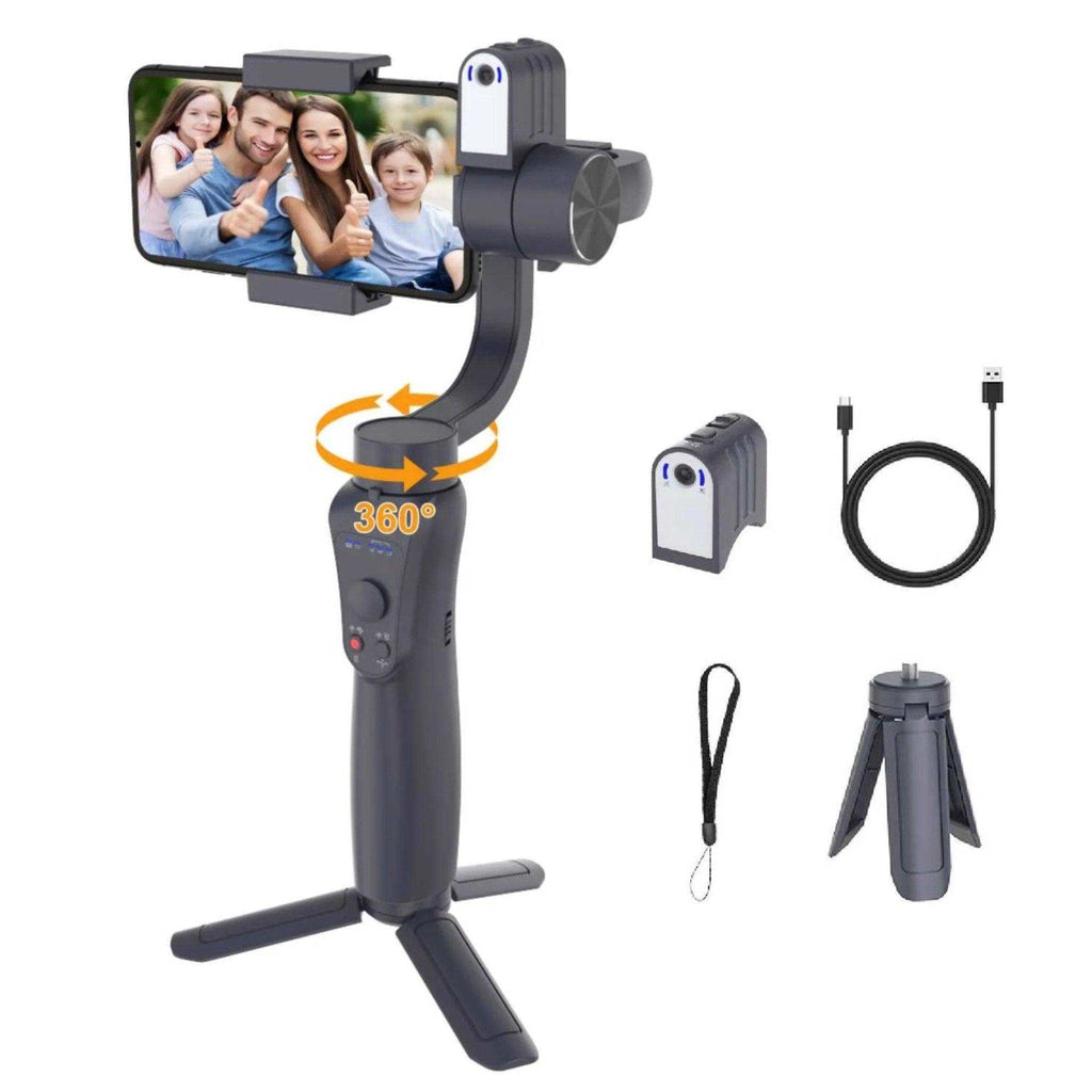 TUTT S5B Pro + AI Face Tracking Module 3 Axis Gimbal Stabilizer 360° rotation handheld selfies for Smartphone Anti Shake Inception Mode Power Bank - www.Shopthatapp.com
