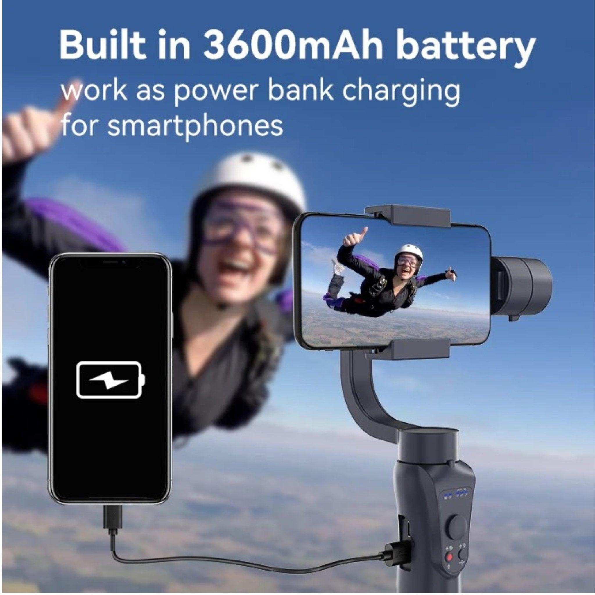 TUTT S5B Pro + AI Face Tracking Module 3 Axis Gimbal Stabilizer 360° rotation handheld selfies for Smartphone Anti Shake Inception Mode Power Bank - www.Shopthatapp.com