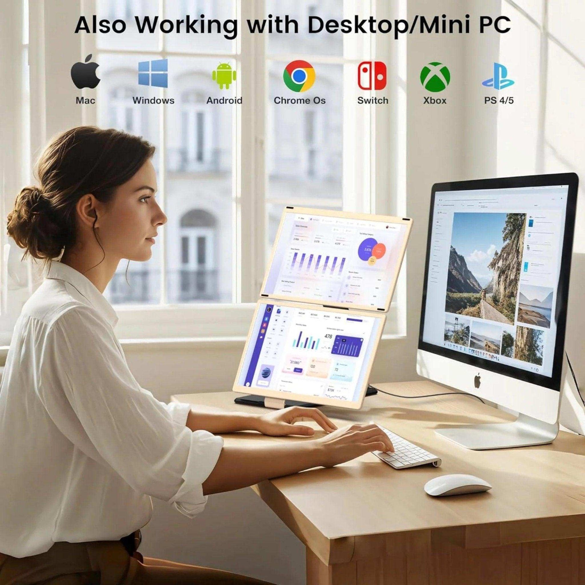 TUTT 15.6” FHD Portable Monitor – S6 Triple Screen Extender, USB-C/HDMI, 7 Viewing Modes | All Devices Compatible with Converter Cable (H5 Included) - www.Shopthatapp.com