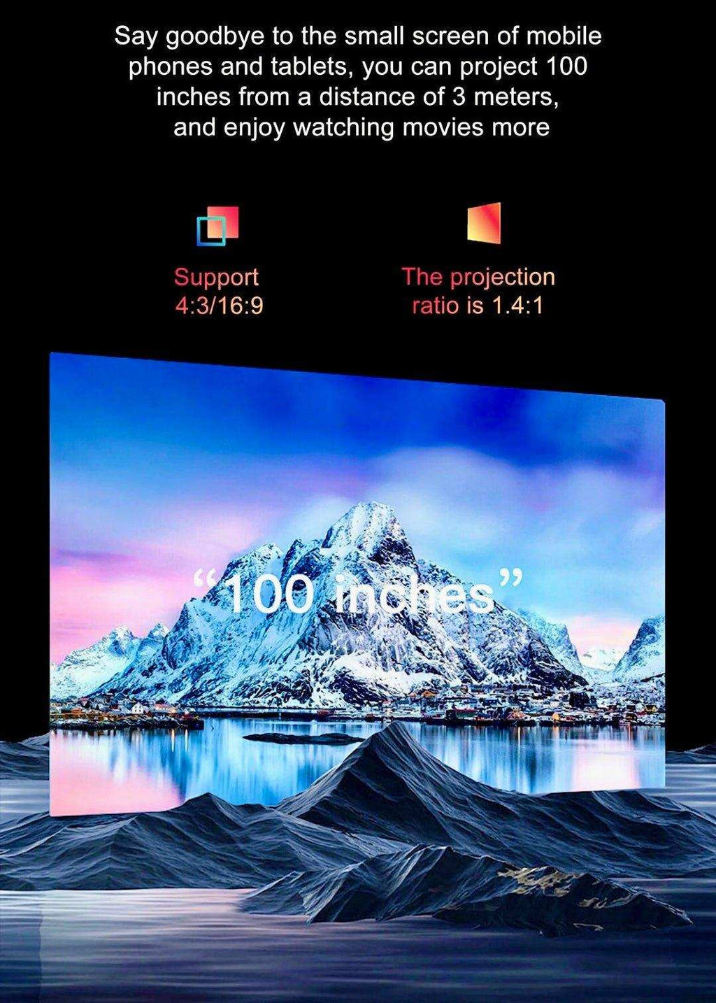 TUTT T12 Pro 4K Gaming Projector Home Theatre Wifi & Bluetooth, 600ANSI Native Auto Focus Home Theater Smart Project Up to 150” Premium Accessories - www.Shopthatapp.com