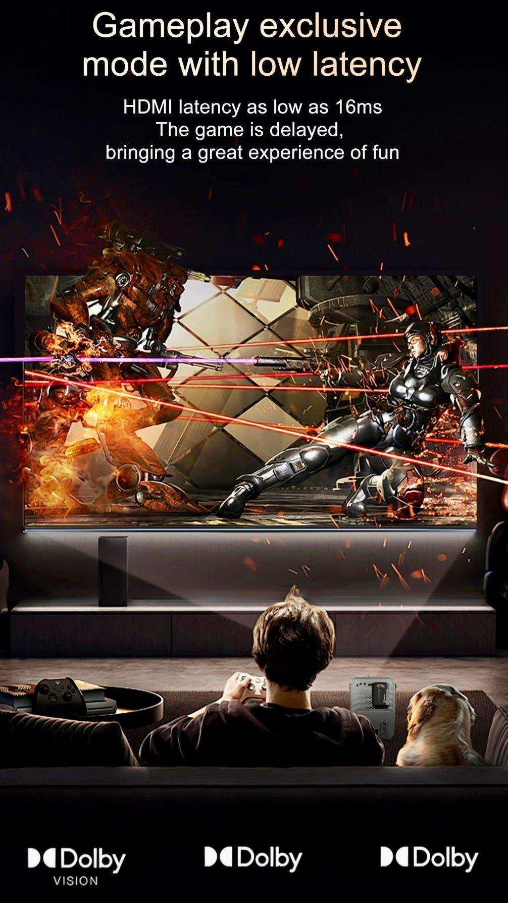 TUTT T12 Pro 4K Gaming Projector Home Theatre Wifi & Bluetooth, 600ANSI Native Auto Focus Home Theater Smart Project Up to 150” Premium Accessories - www.Shopthatapp.com