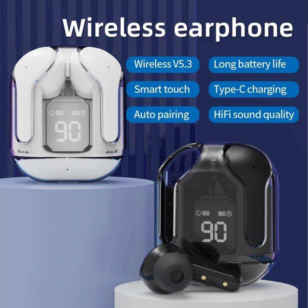 TUTT T6 BT 5.3 Earbuds True Wireless Headset Stereo Headphones In Ear Earphone With Digital Display and Transparent Case. Dual Microphone with Active Noise Cancelling Technology - www.Shopthatapp.com