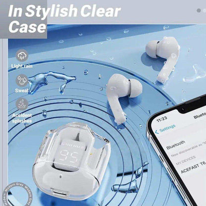 TUTT T6 BT 5.3 Earbuds True Wireless Headset Stereo Headphones In Ear Earphone With Digital Display and Transparent Case. Dual Microphone with Active Noise Cancelling Technology - www.Shopthatapp.com