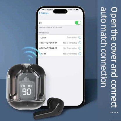 TUTT T6 BT 5.3 Earbuds True Wireless Headset Stereo Headphones In Ear Earphone With Digital Display and Transparent Case. Dual Microphone with Active Noise Cancelling Technology - www.Shopthatapp.com